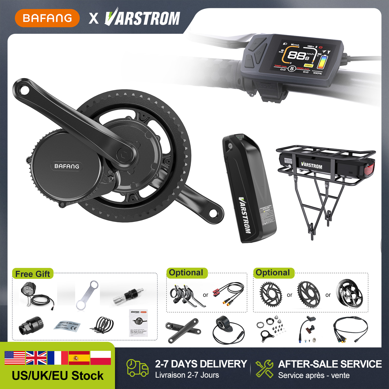 Bafang Bbshd 1000W Conversion Kit - [ABD'den Doğrudan] BAFANG 48V 500W/750W/1000W Orta