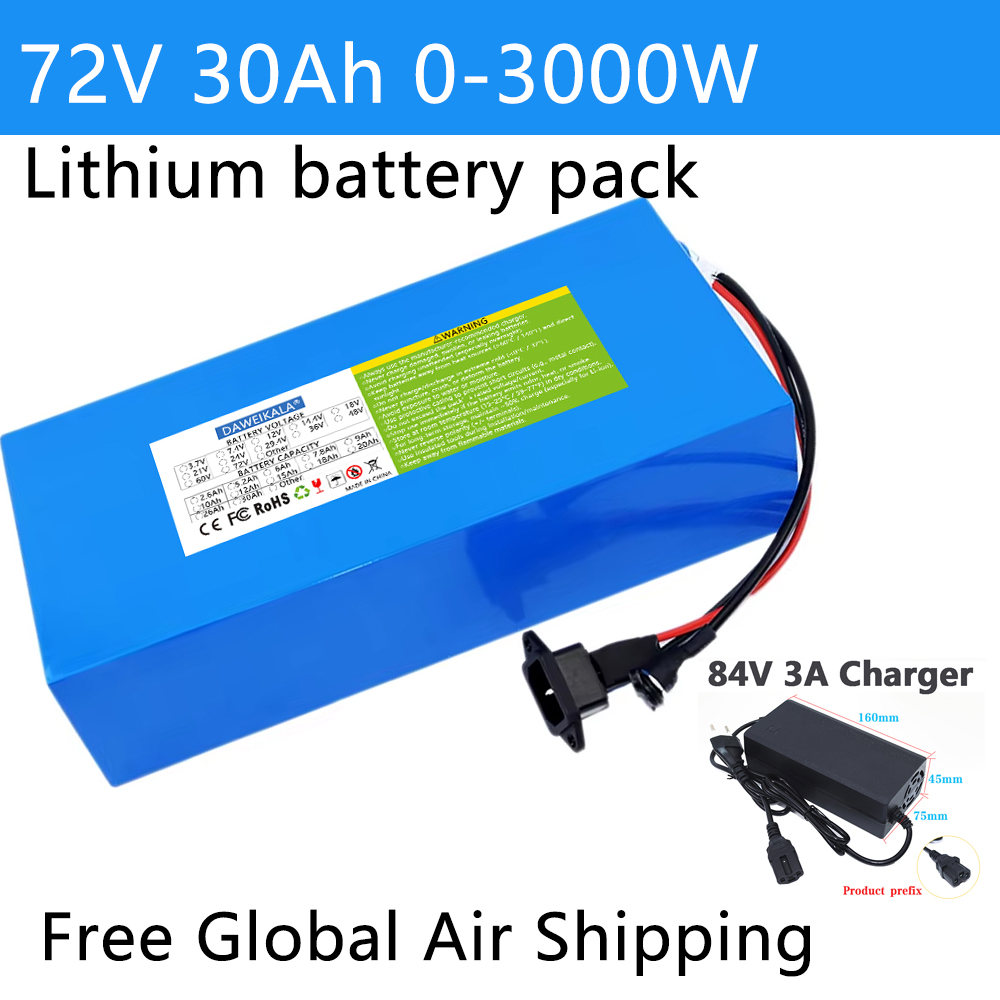 Electric Bicycle Battery 72V 30Ah - 72V 12Ah-30Ah 18650 Pil paketi 50A