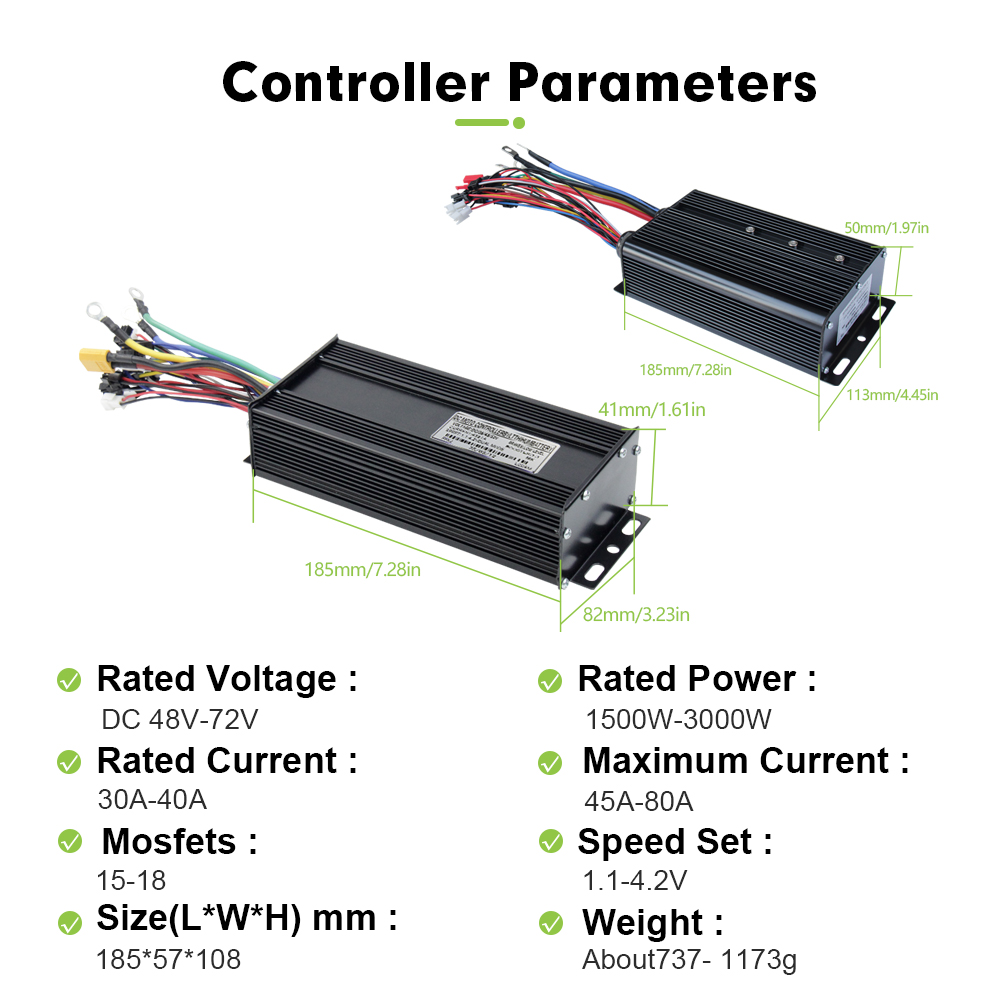 E-bisiklet 3 Modlu 48V 52V 60V - Sine Wave Controller 48V 72V 80A incelemesi ve fiyatı
