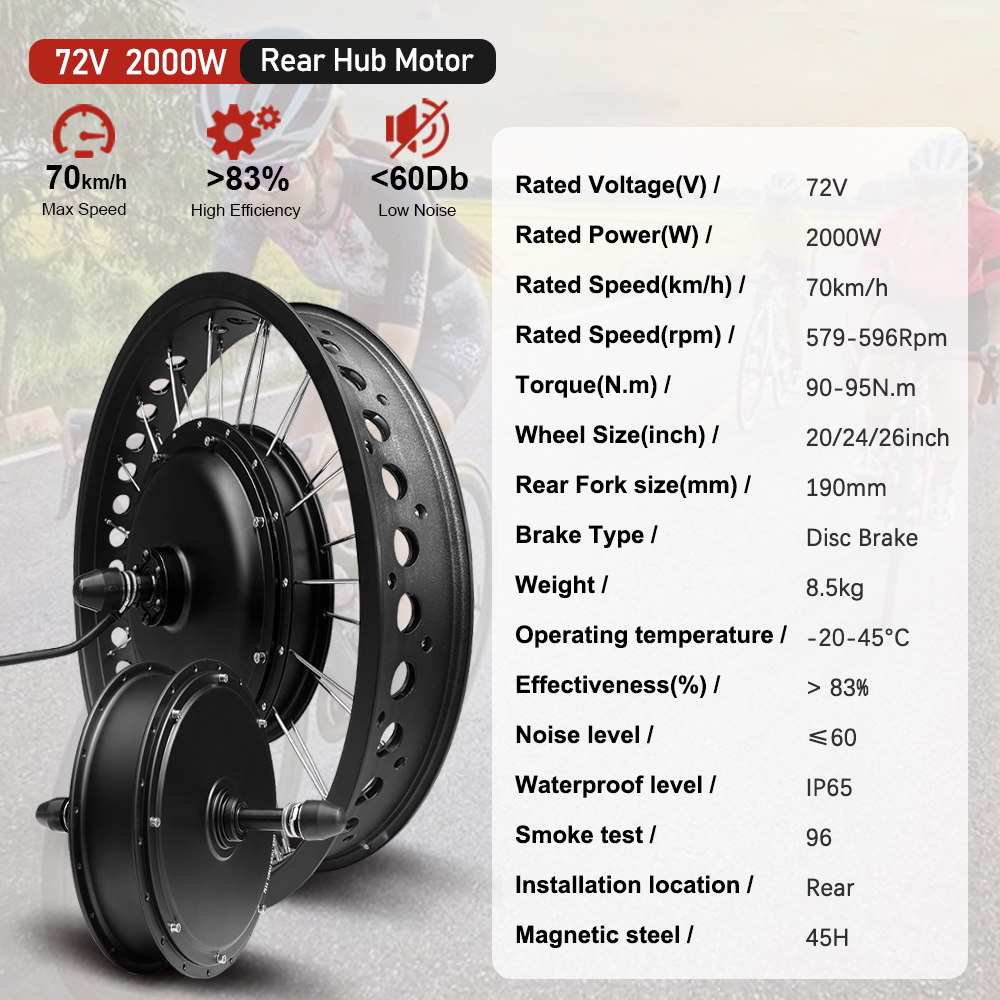 Elektrikli Fat Bike Kiti 72V 2 - Fat Tire Ebike Conversion Kit 2000W incelemesi ve fiyatı