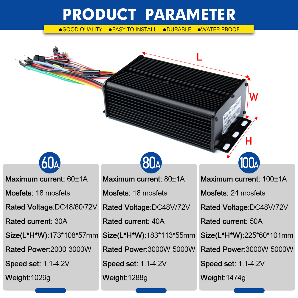 2000W-5000W 48V-72V E-Bisiklet - Sine Wave Controller 48V 72V 80A incelemesi ve fiyatı