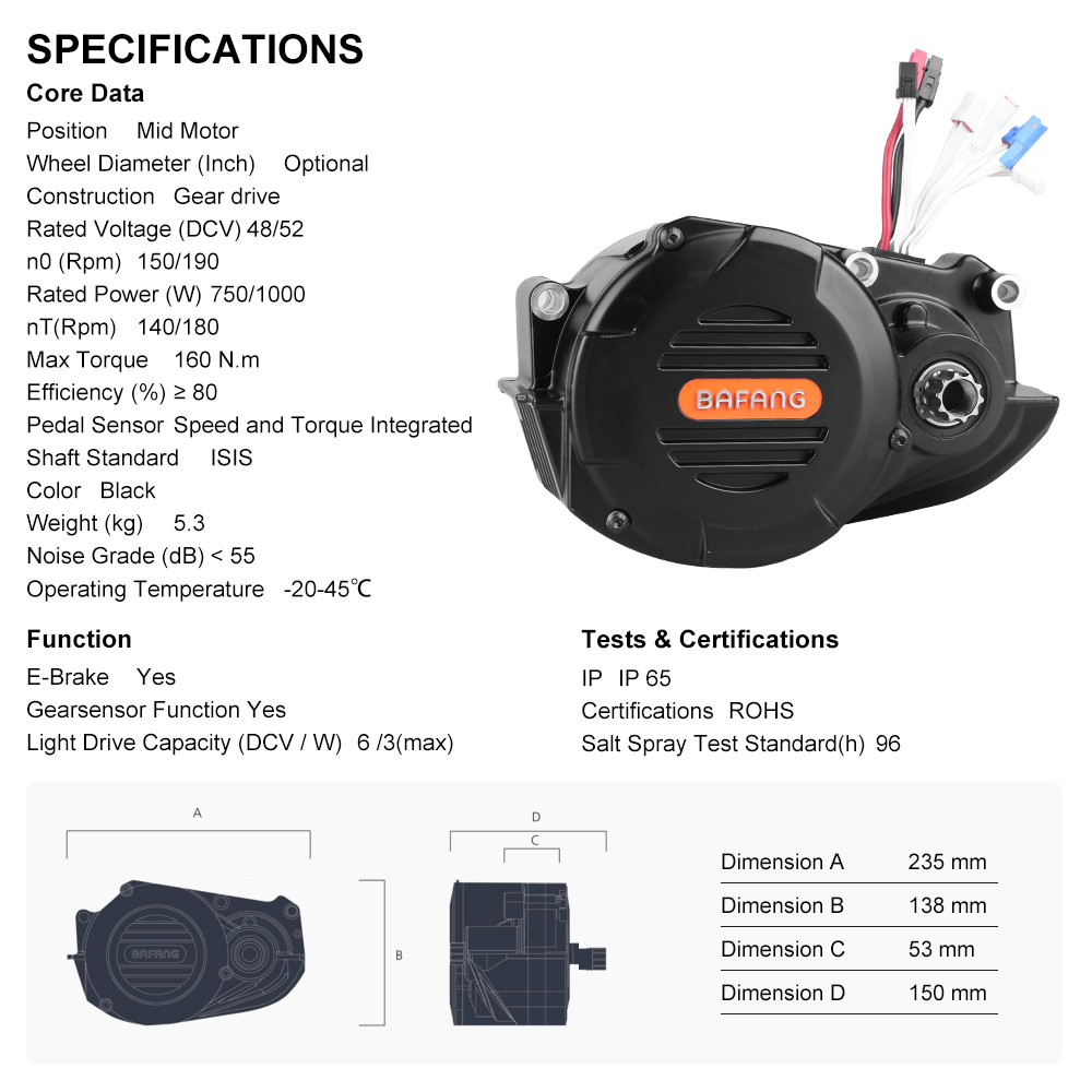 risunmotor M620 G510 48V 52V 1 - Mid Drive Motor Kit 52V 1000W incelemesi ve fiyatı